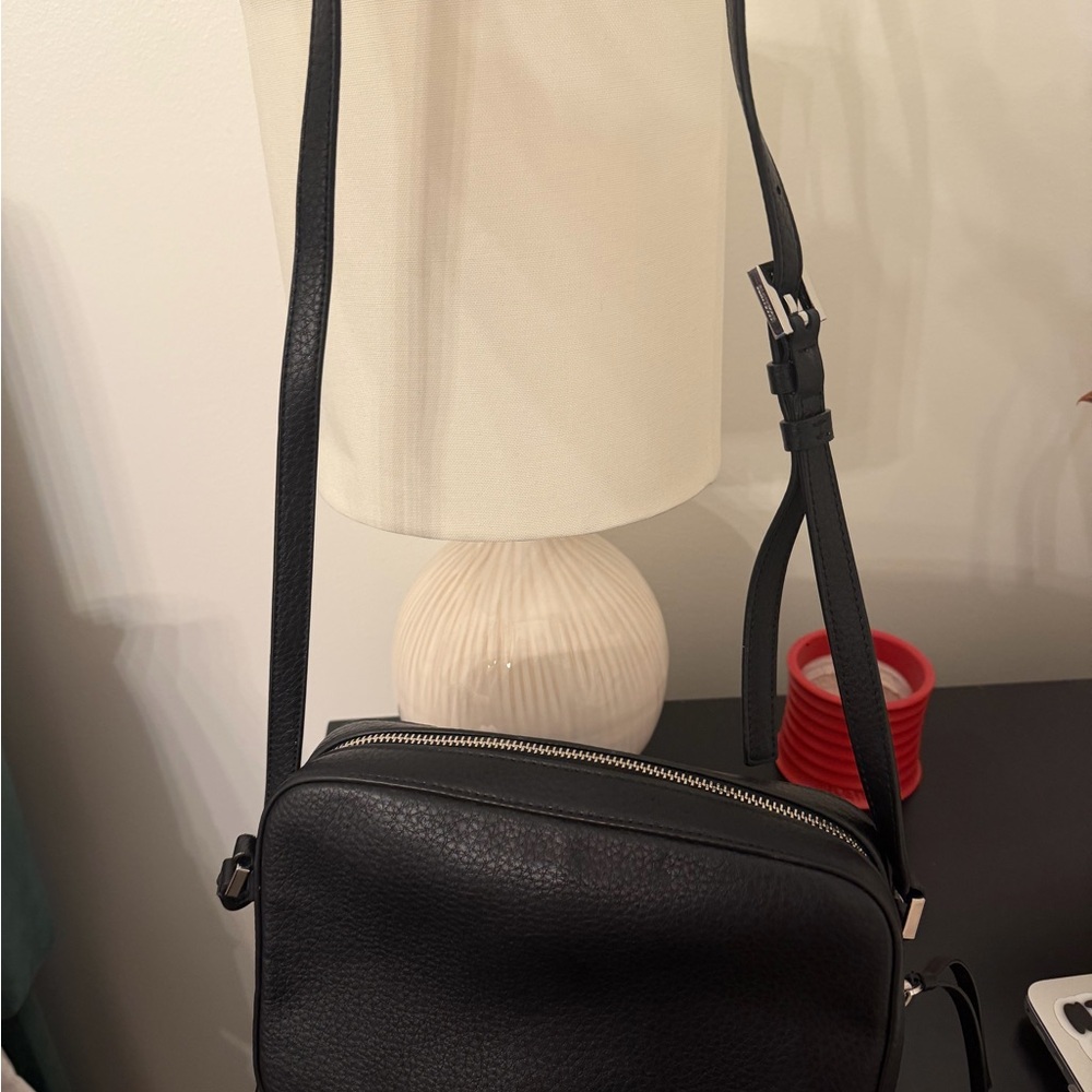 AllSaints Black Pebbled Leather Crossbody Bag